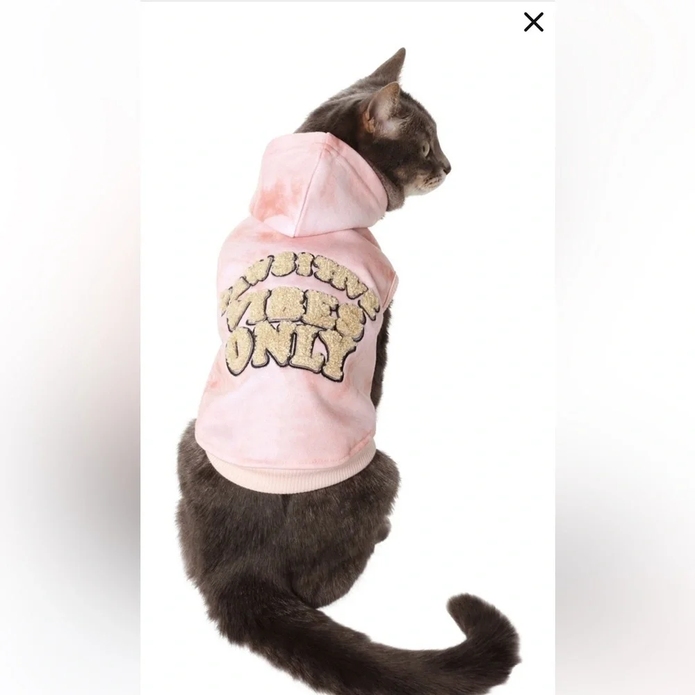 Frisco Pawsitive Vibes Only Dog Cat Hoodie Pink Tie Dye Pullover Pet Apparel